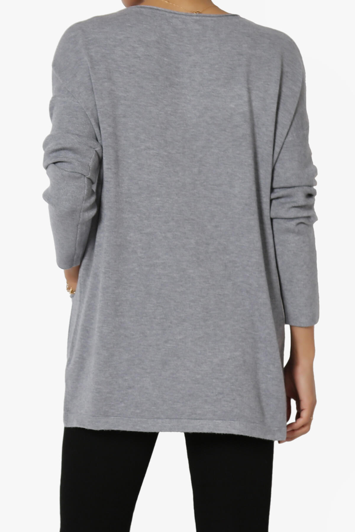 Brecken Pocket Long Sleeve Soft Knit Sweater Tunic HEATHER GREY_2
