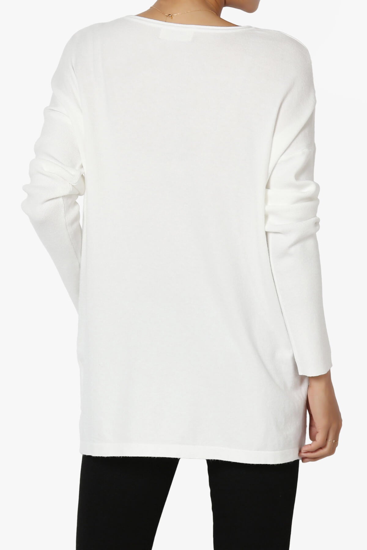 Brecken Pocket Long Sleeve Soft Knit Sweater Tunic IVORY_2