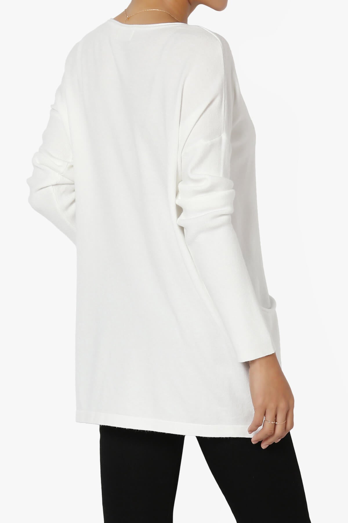 Brecken Pocket Long Sleeve Soft Knit Sweater Tunic IVORY_4