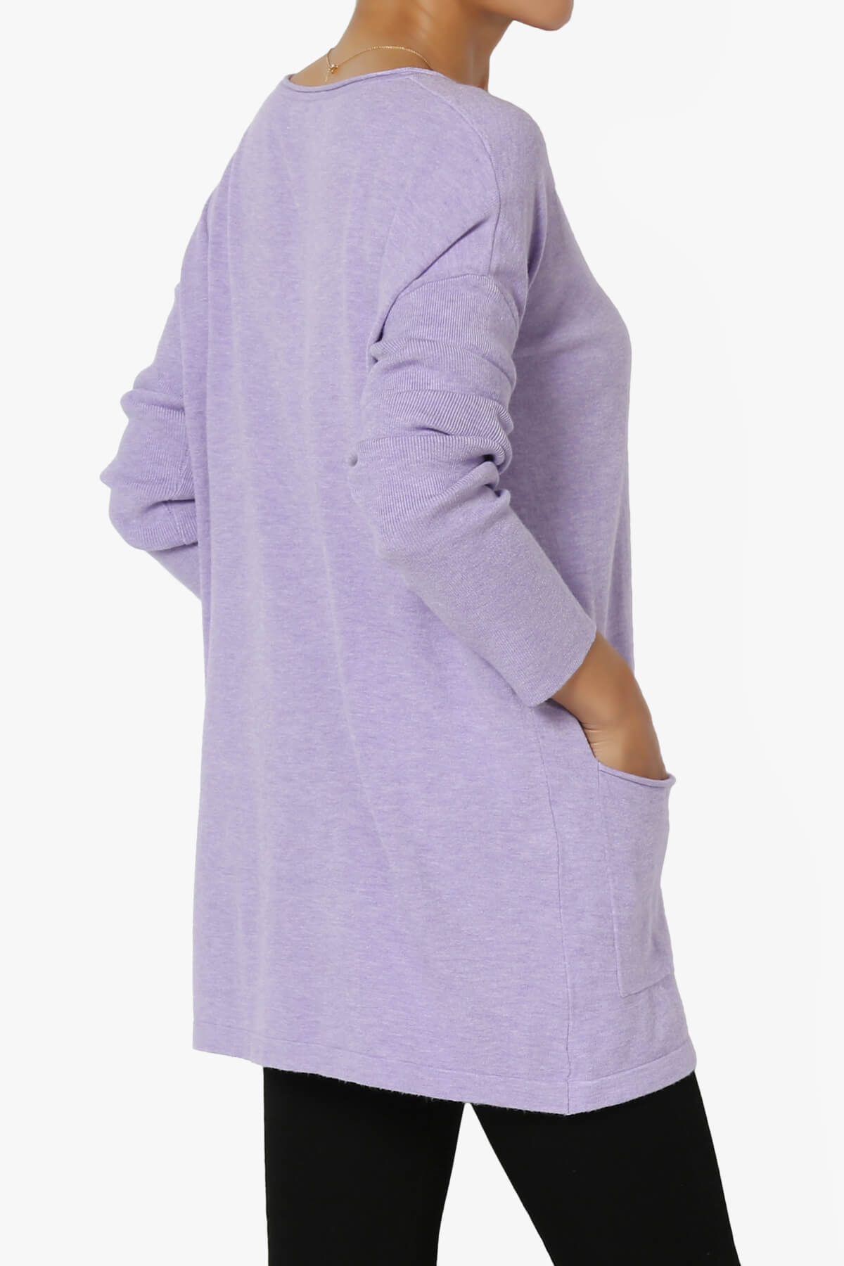 Brecken Pocket Long Sleeve Soft Knit Sweater Tunic LAVENDER_4