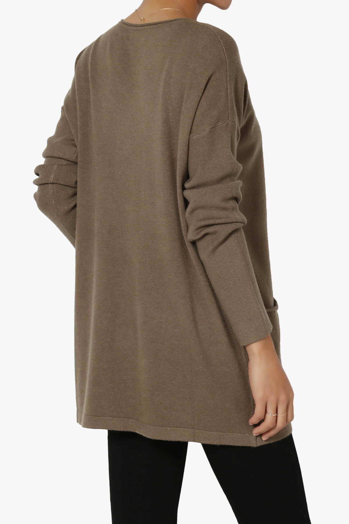 Brecken Pocket Long Sleeve Soft Knit Sweater Tunic MOCHA_4