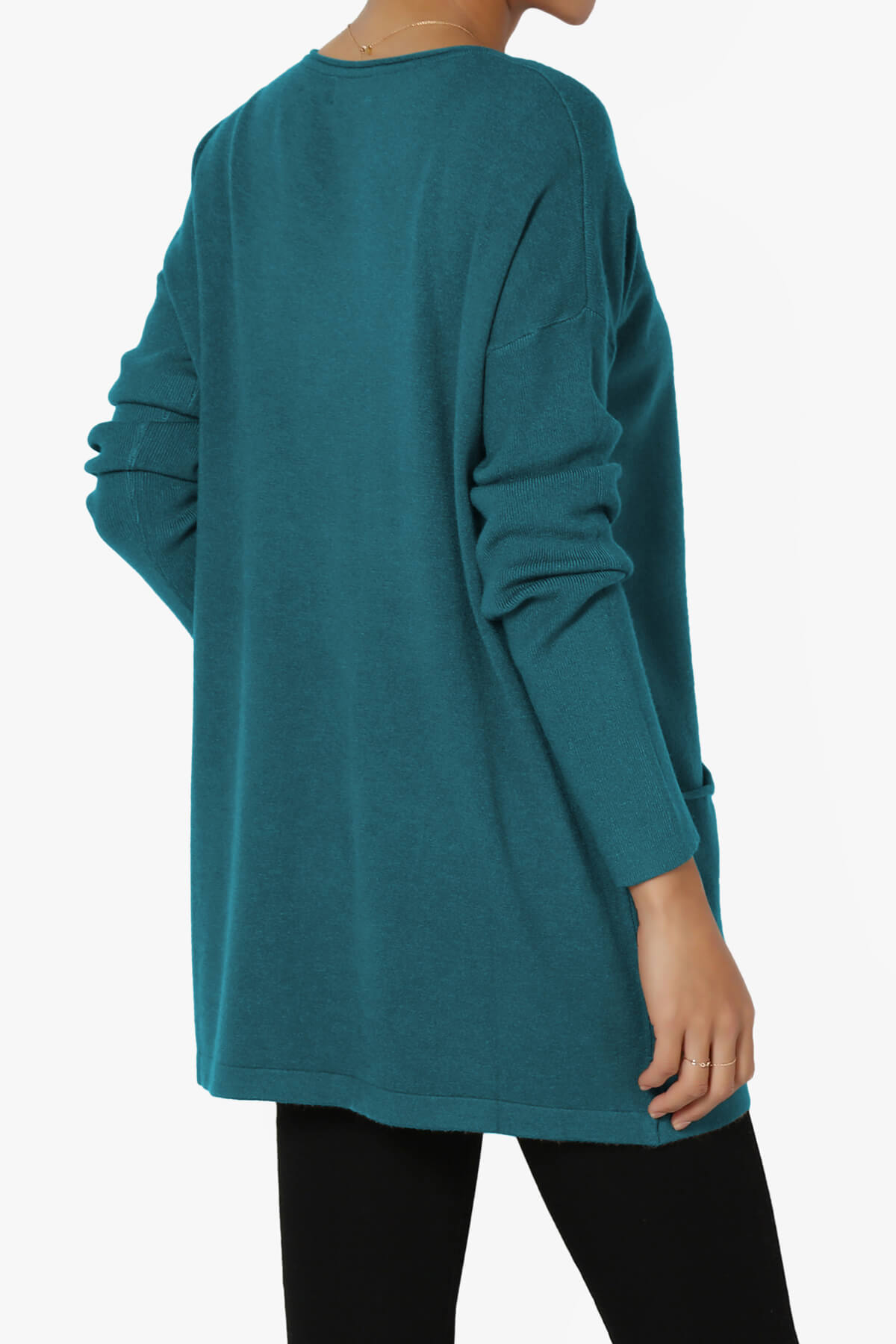 Brecken Pocket Long Sleeve Soft Knit Sweater Tunic OCEAN TEAL_4
