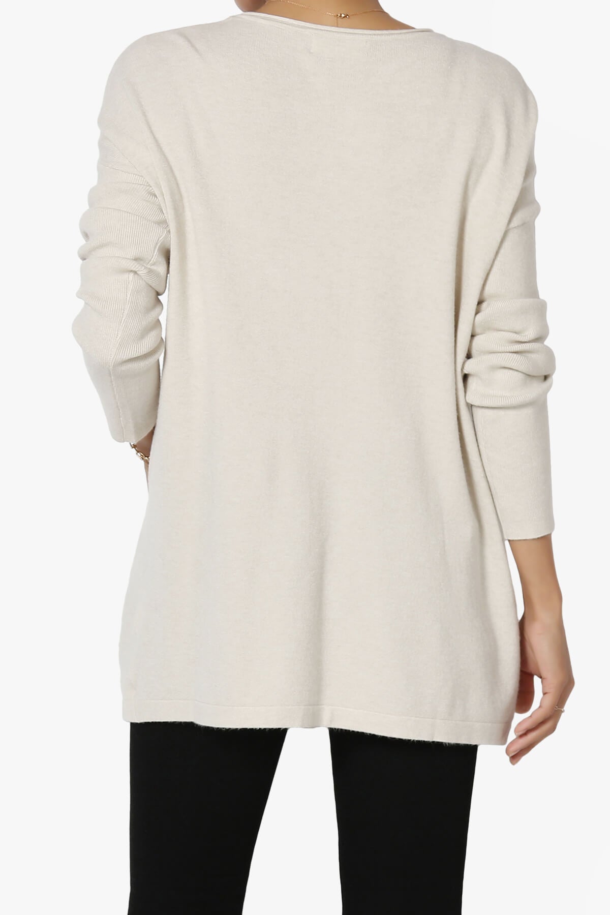 Brecken Pocket Long Sleeve Soft Knit Sweater Tunic SAND BEIGE_2