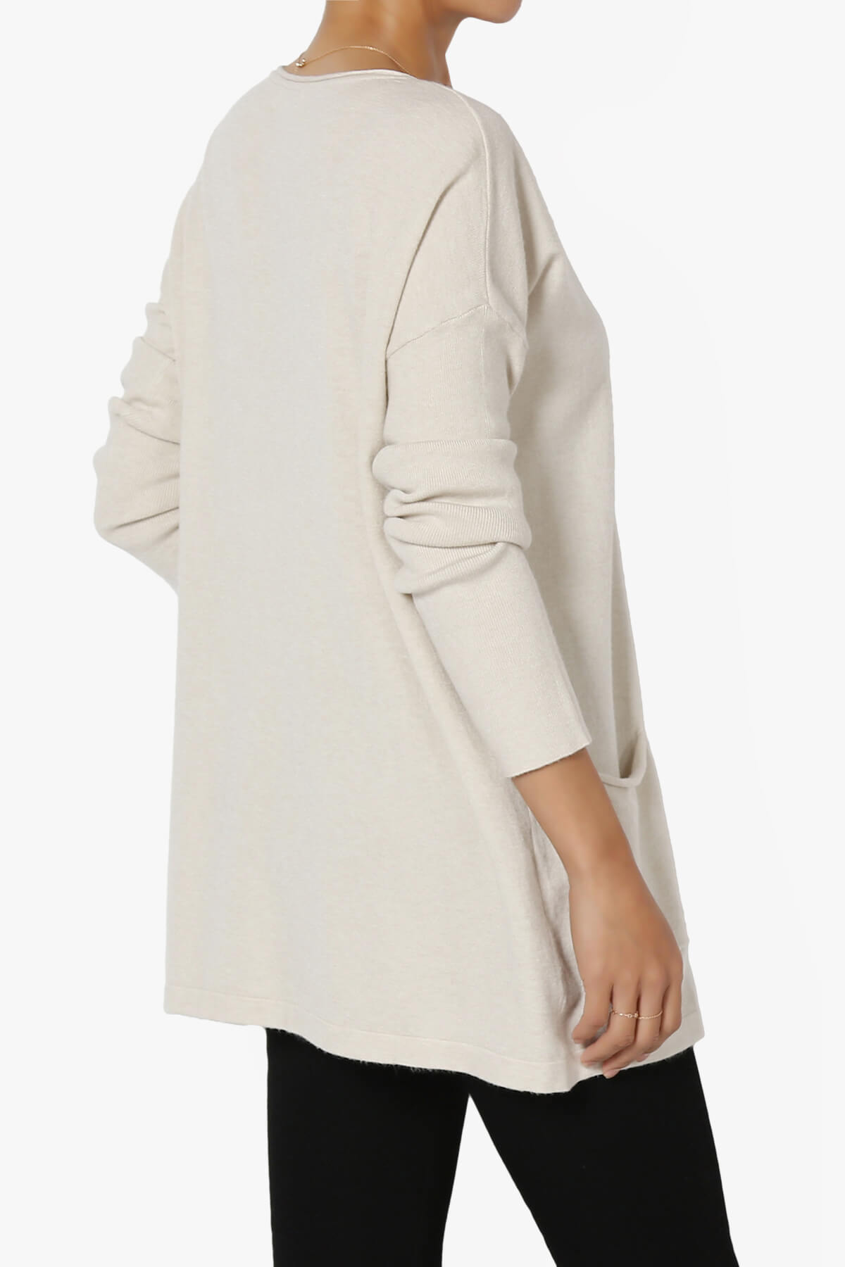 Brecken Pocket Long Sleeve Soft Knit Sweater Tunic SAND BEIGE_4