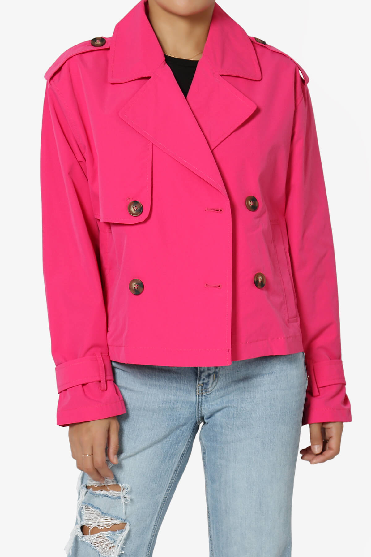 Brixton Cropped Trench Jacket FUCHSIA_1