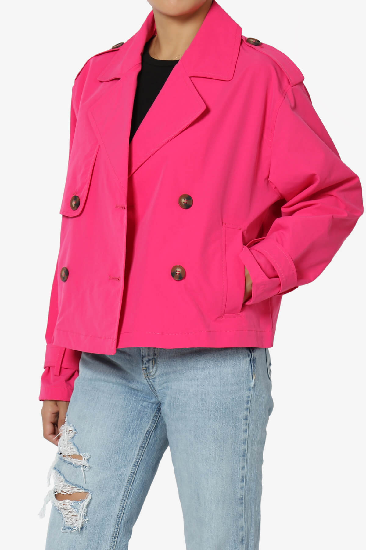 Brixton Cropped Trench Jacket FUCHSIA_3