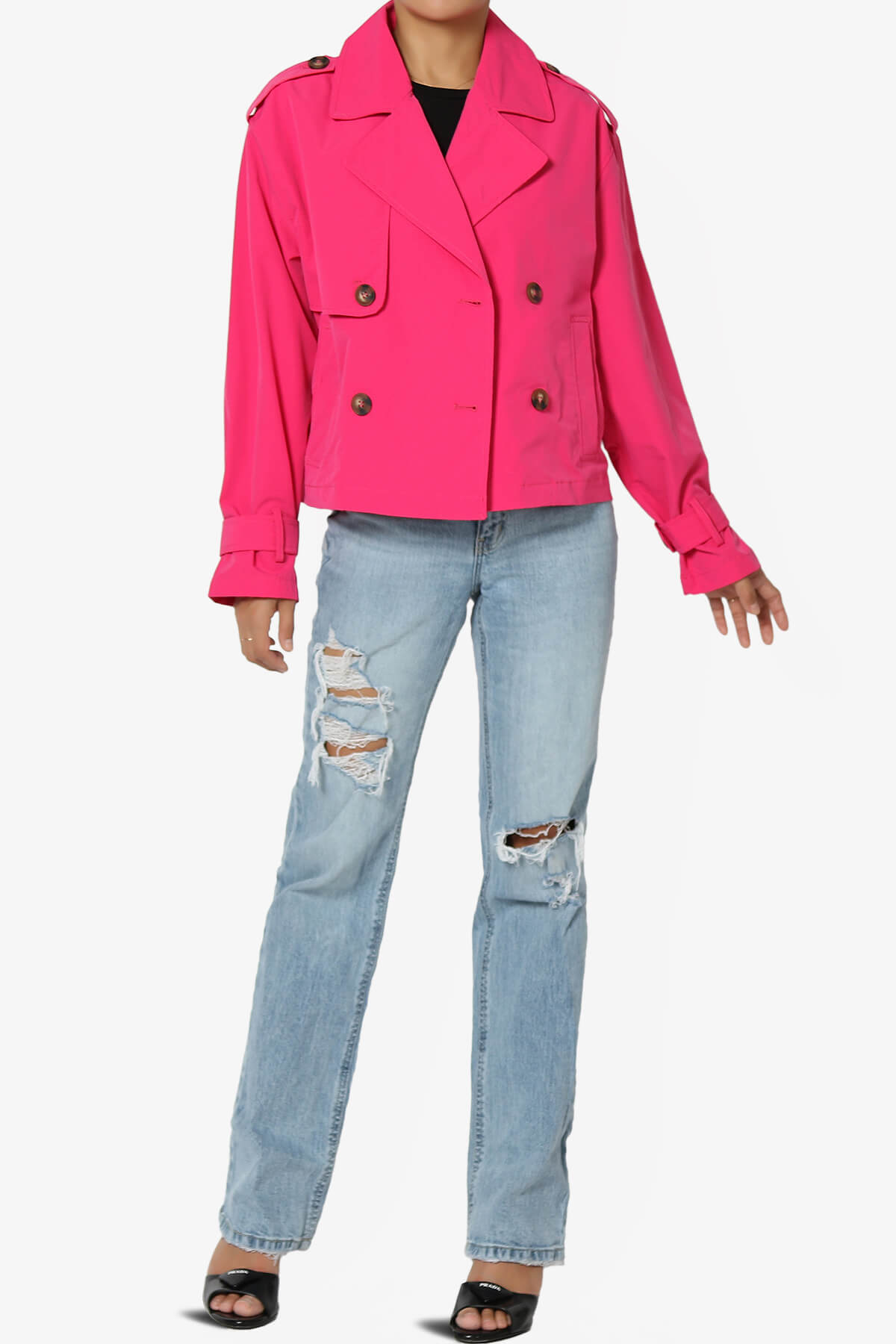 Brixton Cropped Trench Jacket FUCHSIA_6