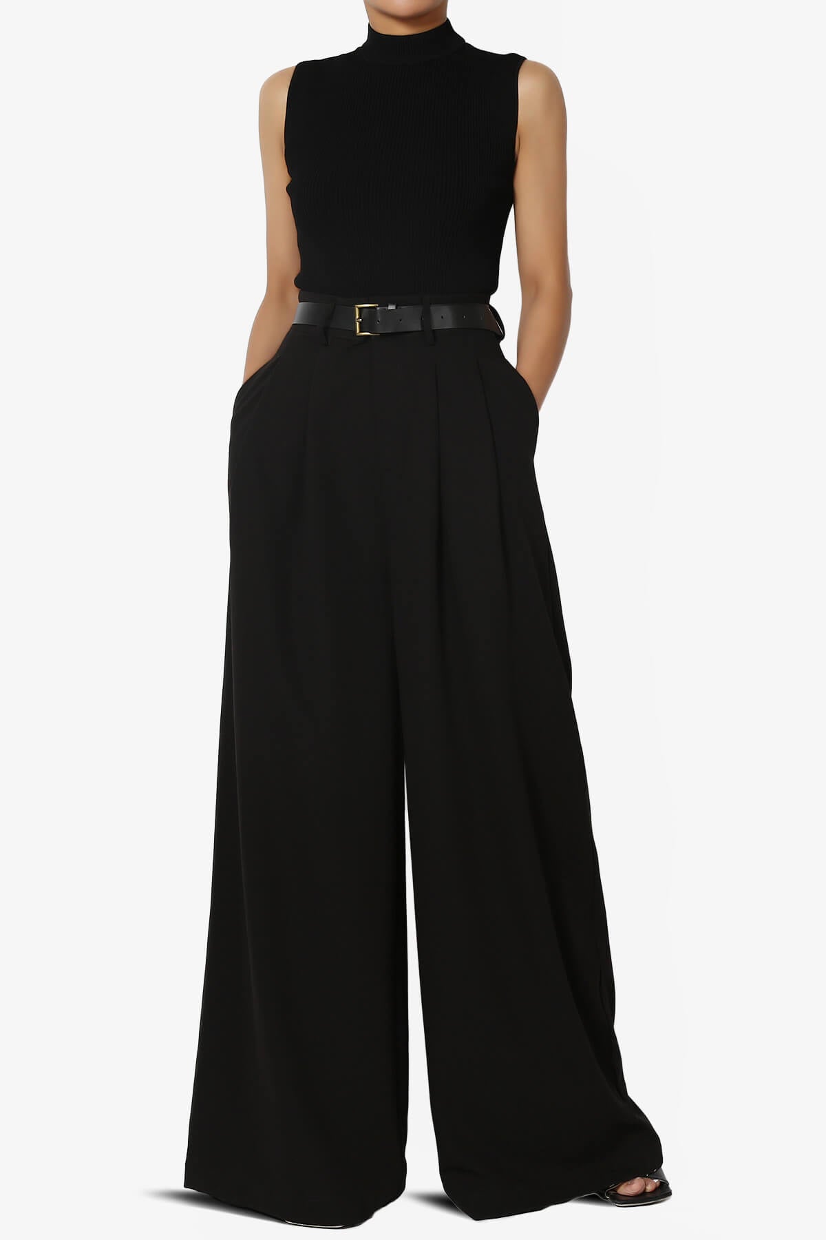 Caden High Waisted Wide Leg Trousers BLACK_6