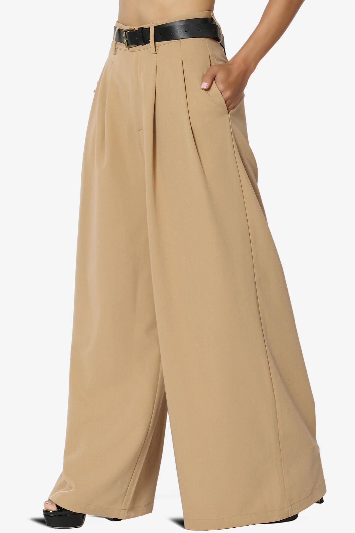 Caden High Waisted Wide Leg Trousers CAMEL_3