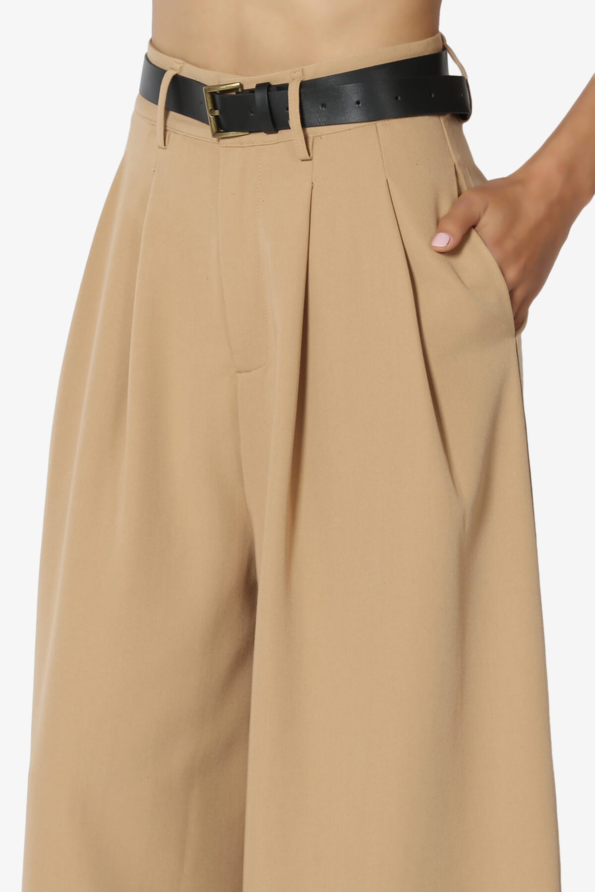 Caden High Waisted Wide Leg Trousers CAMEL_5