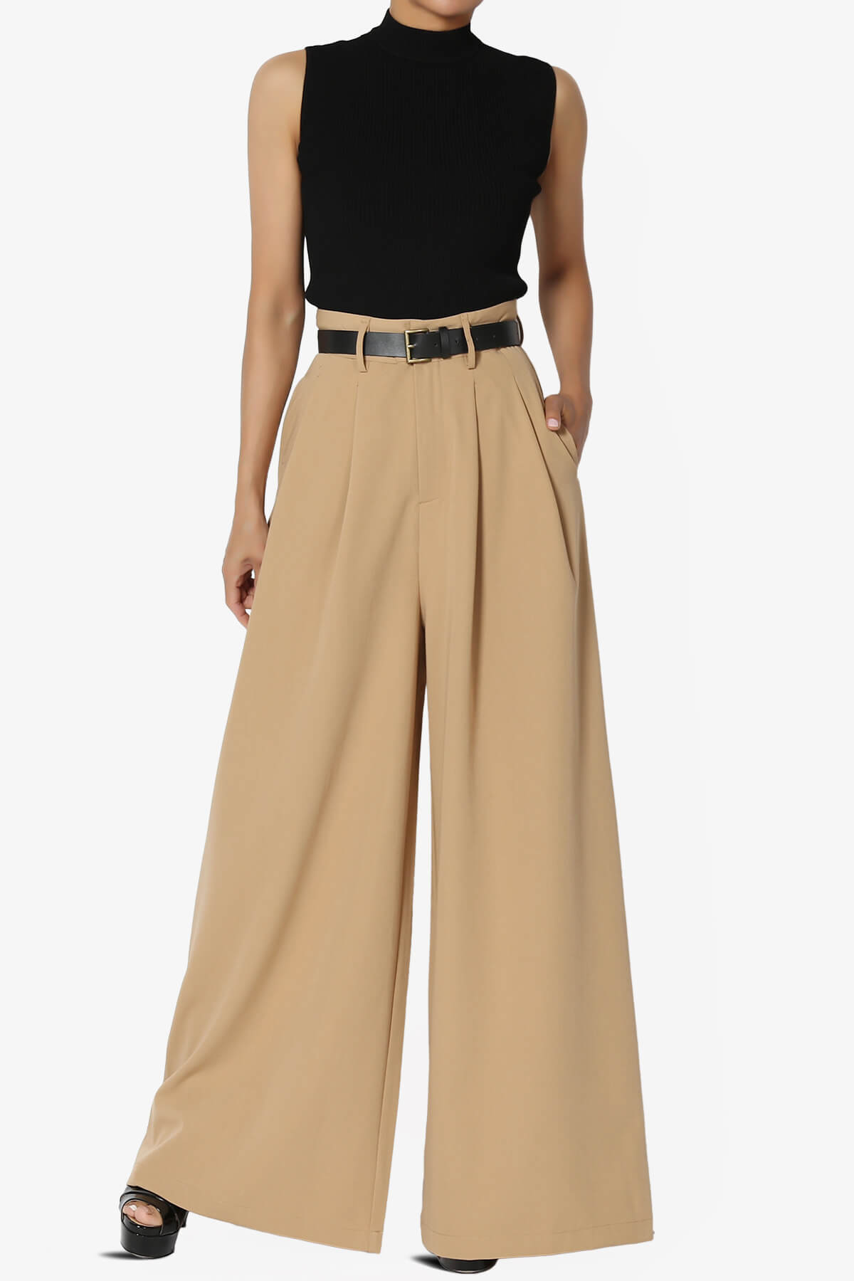 Caden High Waisted Wide Leg Trousers CAMEL_6