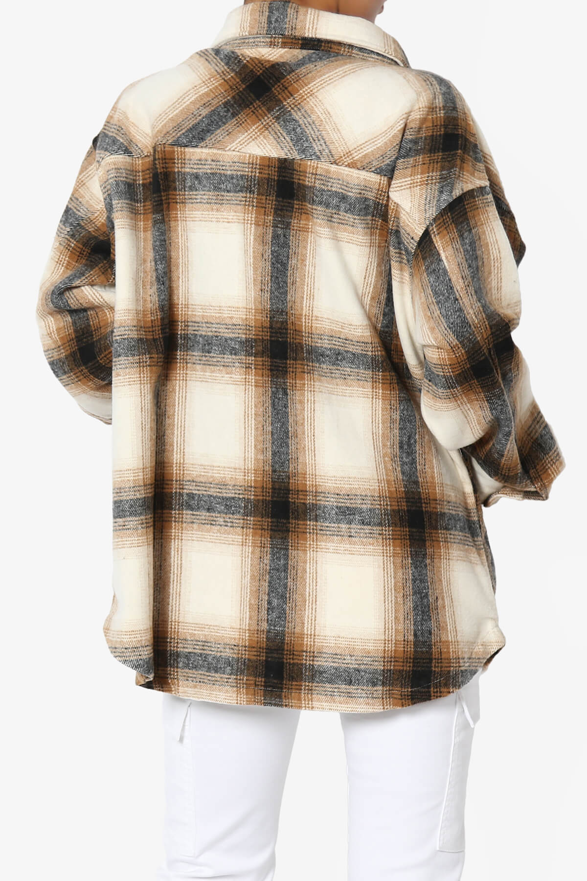 Cameron Plaid Flannel Oversized Shacket CAMEL_2