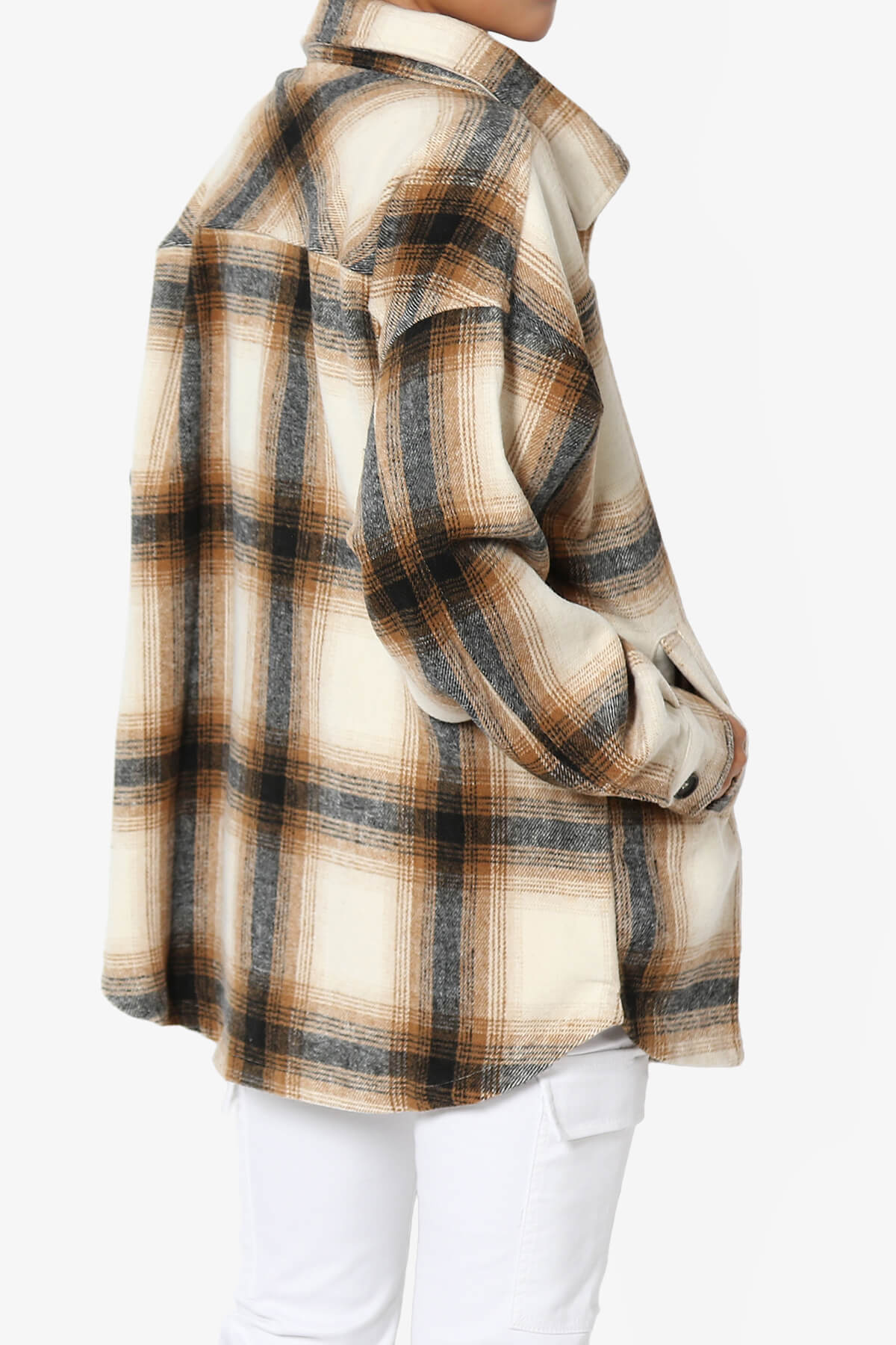 Cameron Plaid Flannel Oversized Shacket CAMEL_4