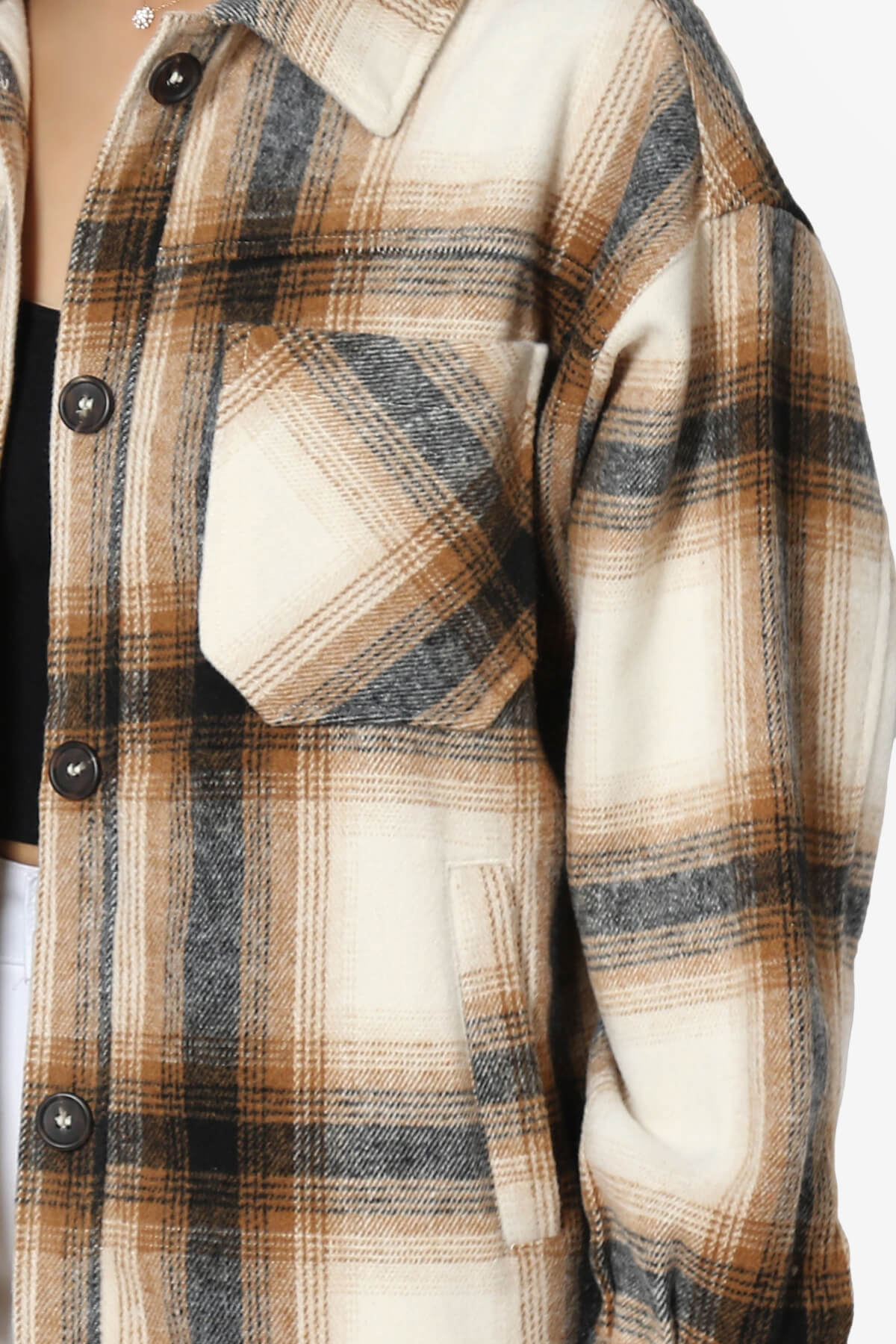 Cameron Plaid Flannel Oversized Shacket CAMEL_5