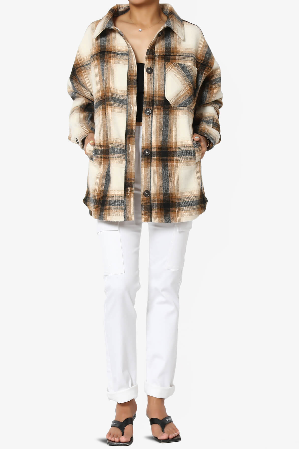 Cameron Plaid Flannel Oversized Shacket CAMEL_6