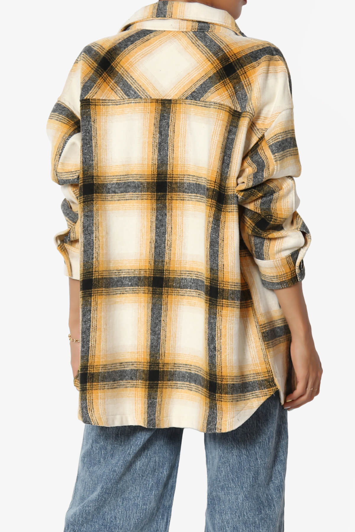 Cameron Plaid Flannel Oversized Shacket MUSTARD_2
