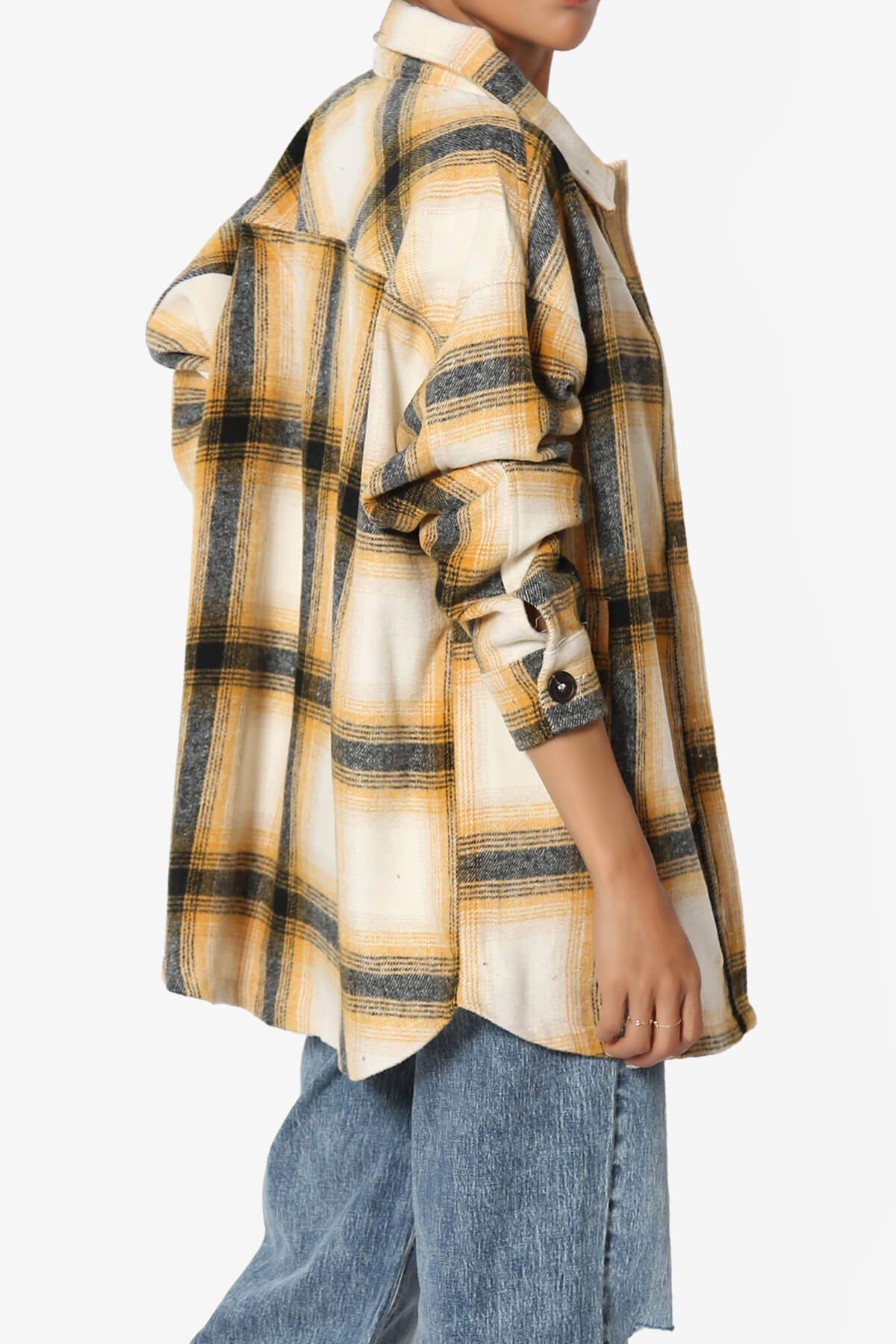 Cameron Plaid Flannel Oversized Shacket MUSTARD_4