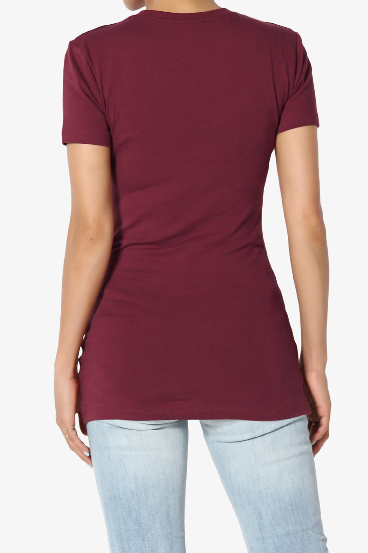 Candela Crew Neck Short Sleeve T-Shirts DARK BURGUNDY_2