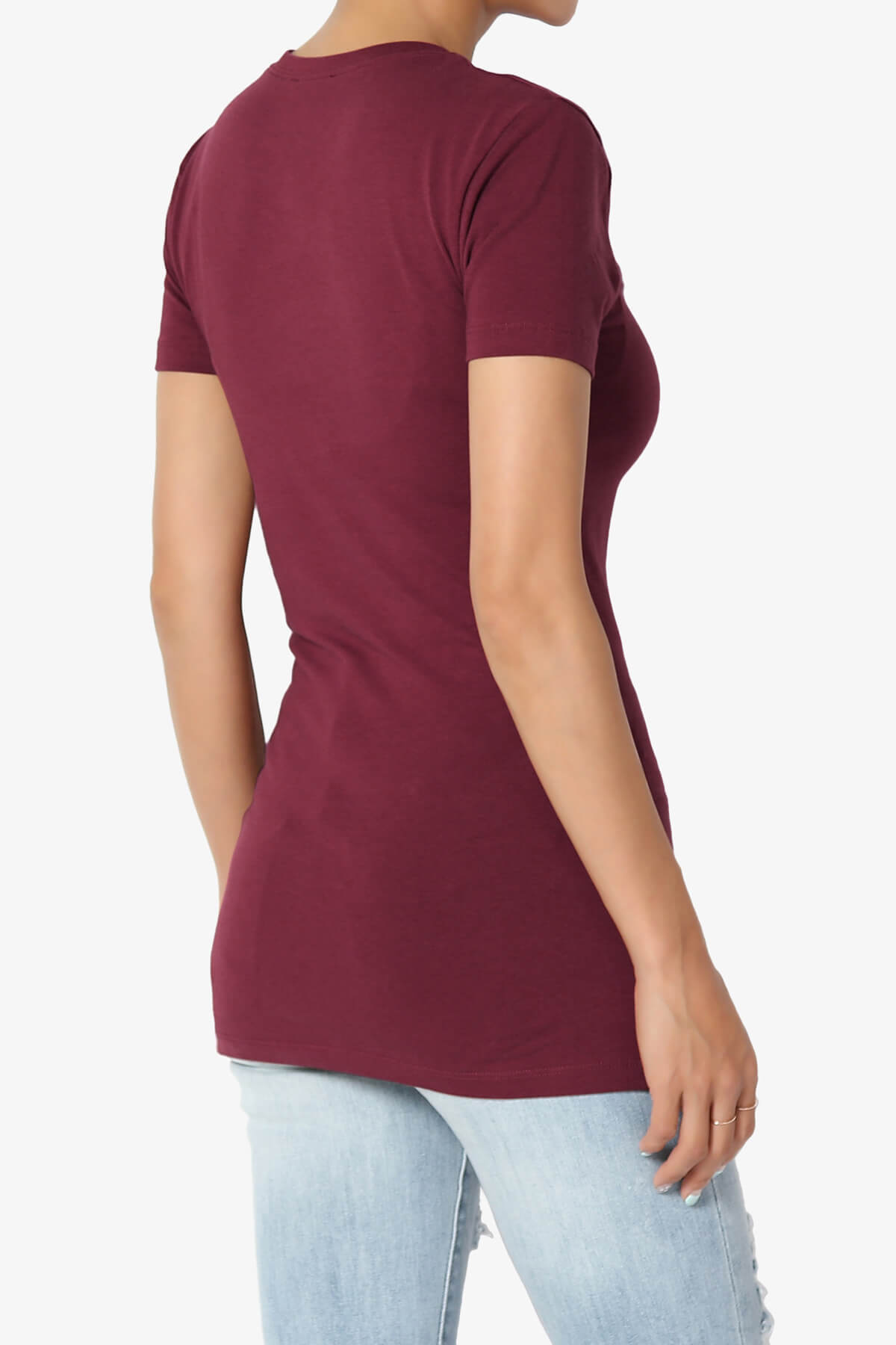 Candela Crew Neck Short Sleeve T-Shirts DARK BURGUNDY_4