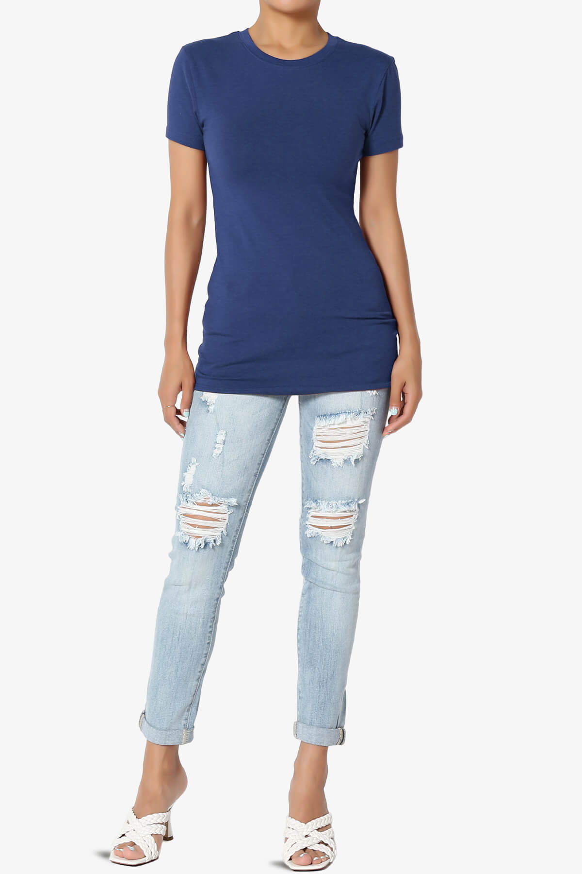 Candela Crew Neck Short Sleeve T-Shirts LIGHT NAVY_6