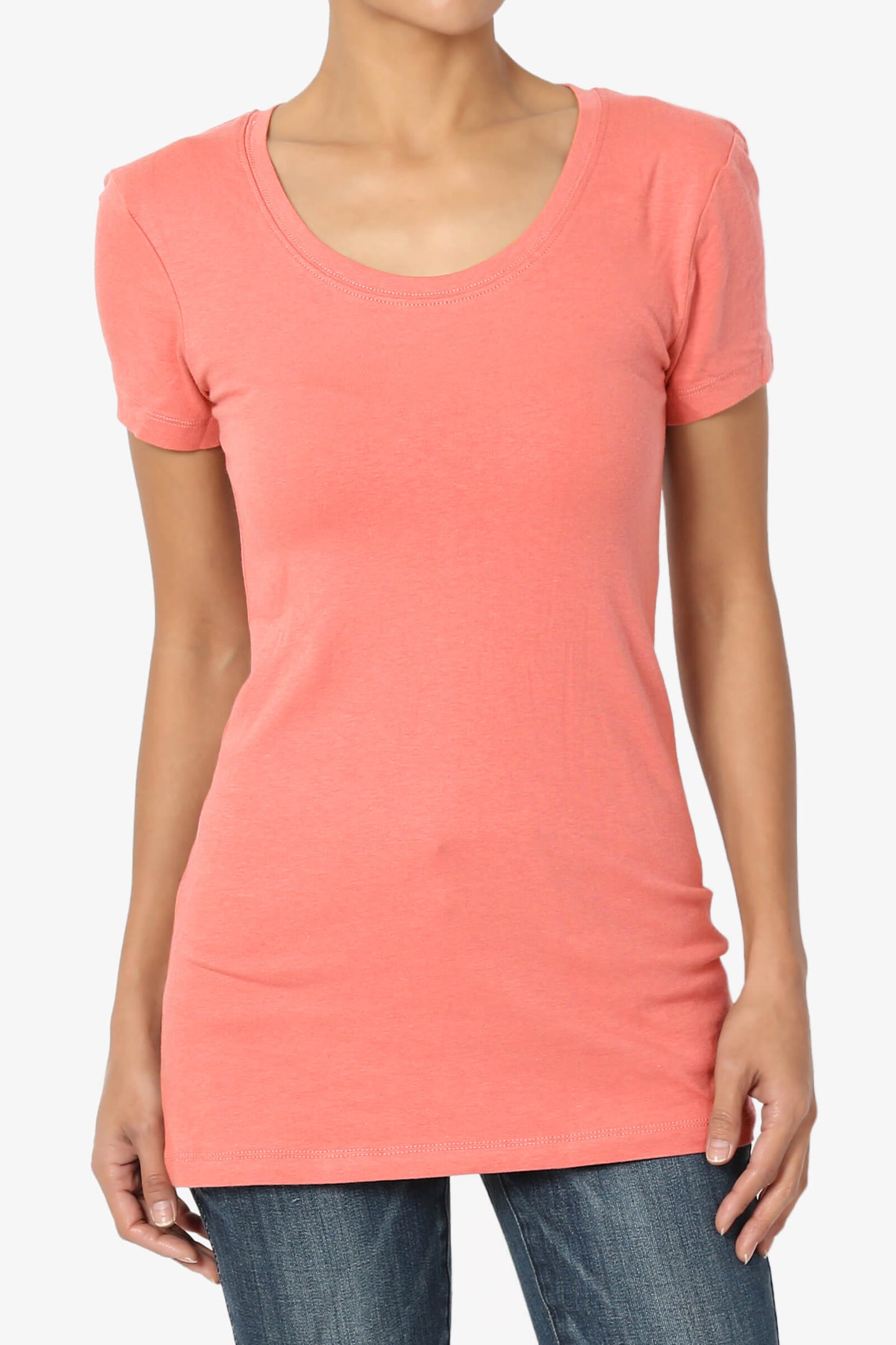 Candela Scoop Neck T-Shirts CORAL_1