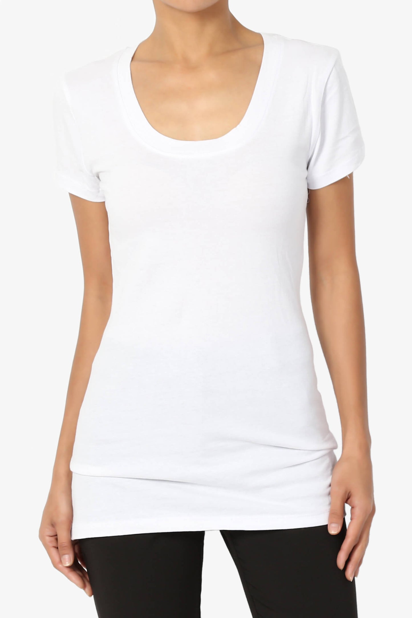 Candela Scoop Neck T-Shirts WHITE_1