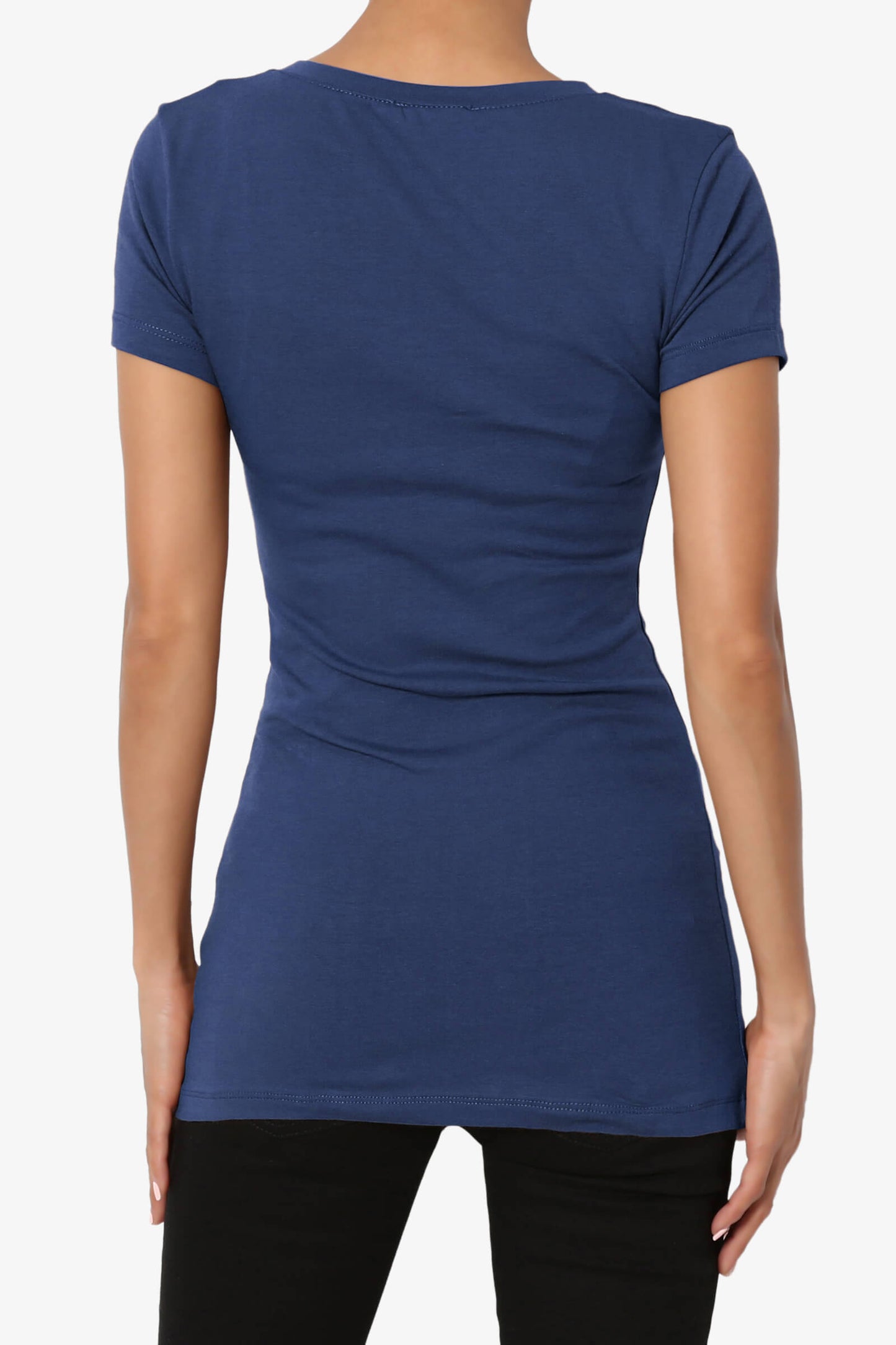 Candela V-Neck Short Sleeve T-Shirts LIGHT NAVY_2