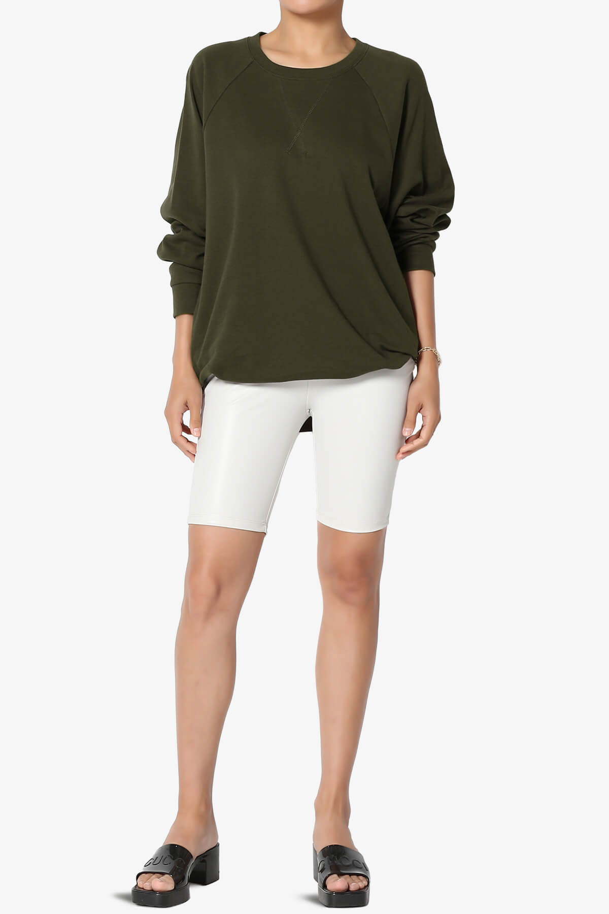 Carlene Cotton Raglan Sleeve Pullover Top OLIVE_6