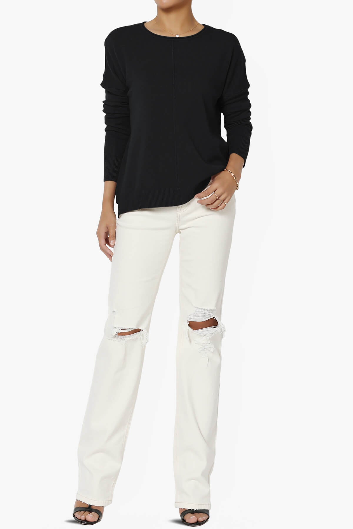 Carolina Long Sleeve Relaxed Fit Knit Top BLACK_6