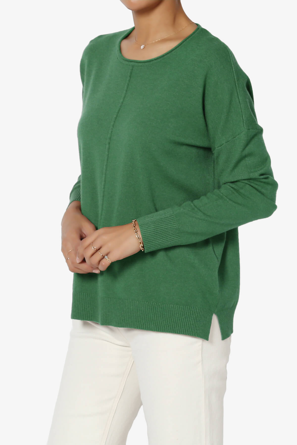 Carolina Long Sleeve Relaxed Fit Knit Top DARK GREEN_3