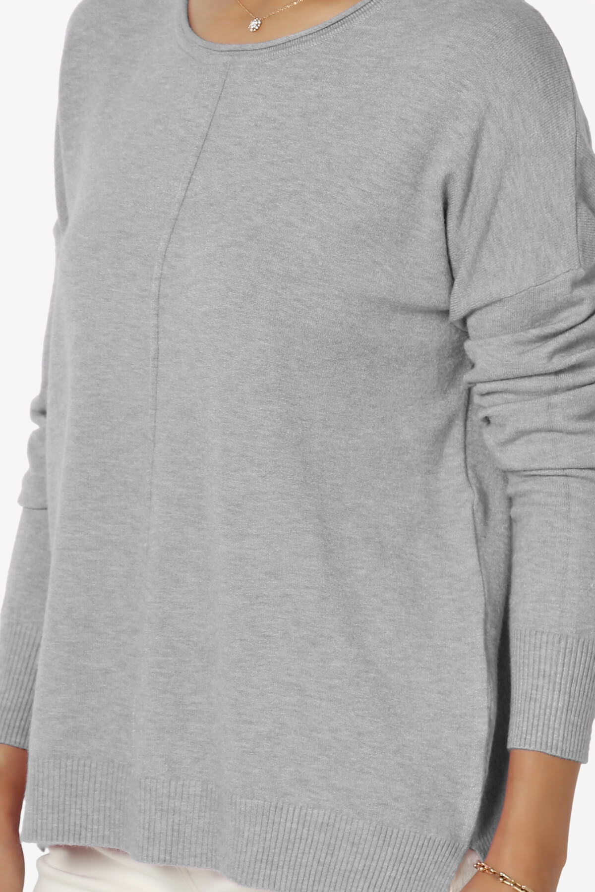 Carolina Long Sleeve Relaxed Fit Knit Top HEATHER GREY_5