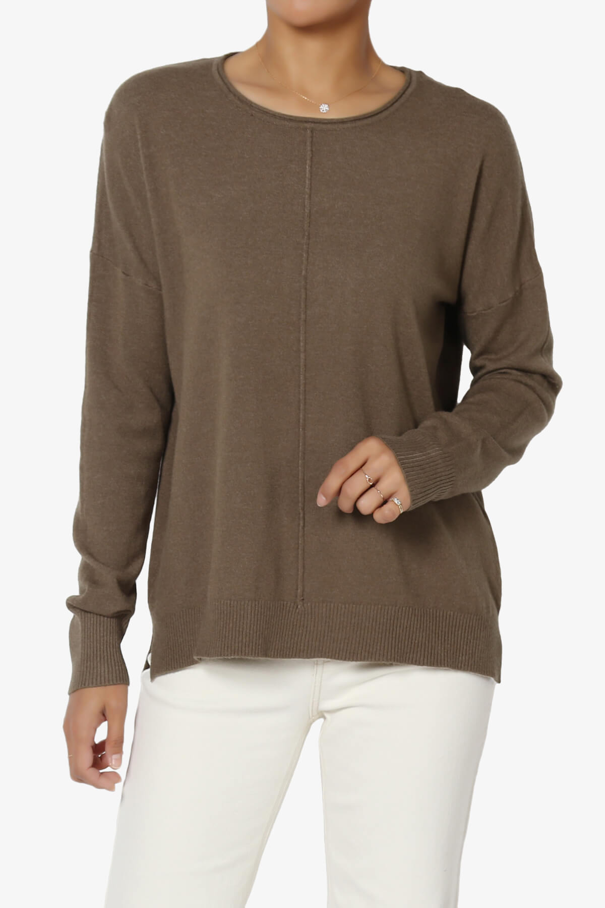 Carolina Long Sleeve Relaxed Fit Knit Top MOCHA_1