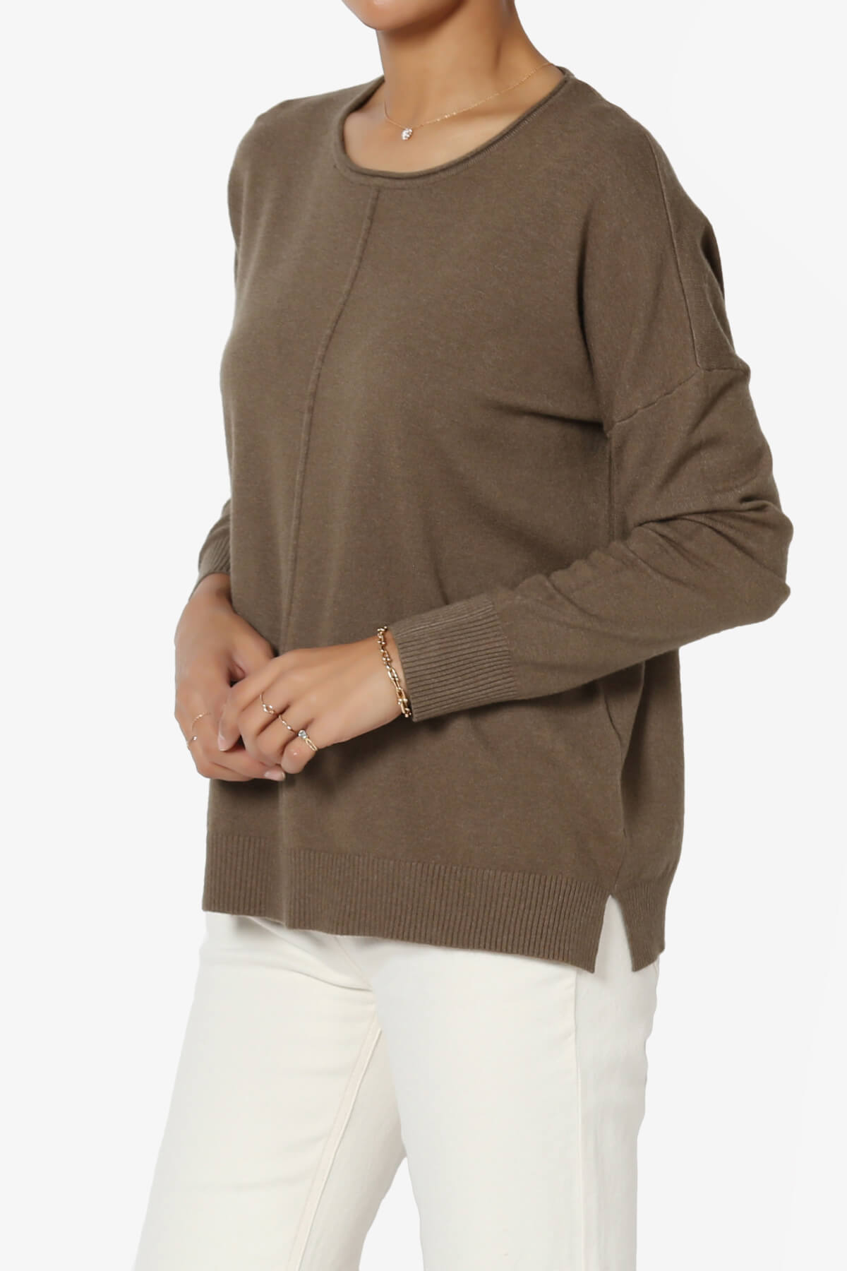 Carolina Long Sleeve Relaxed Fit Knit Top MOCHA_3