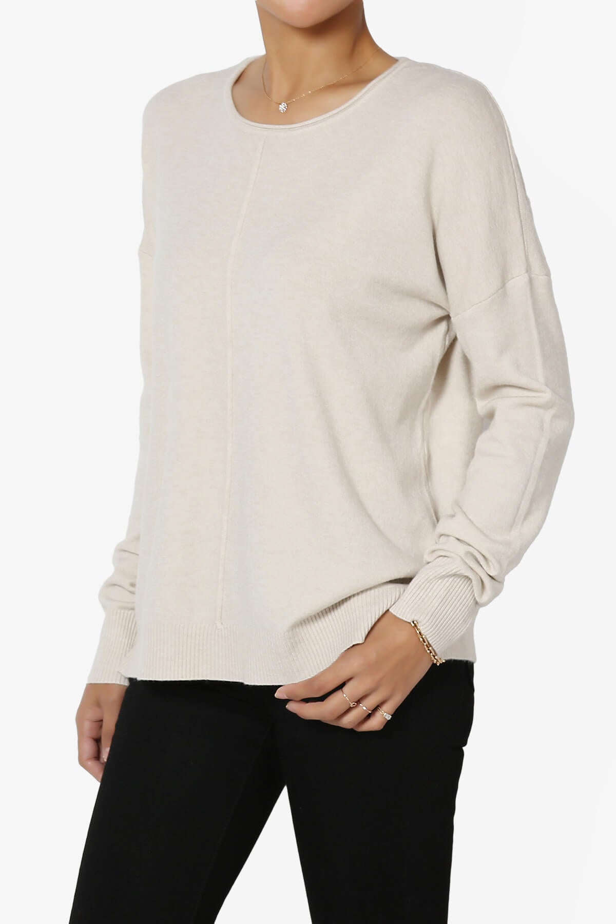 Carolina Long Sleeve Relaxed Fit Knit Top SAND BEIGE_3