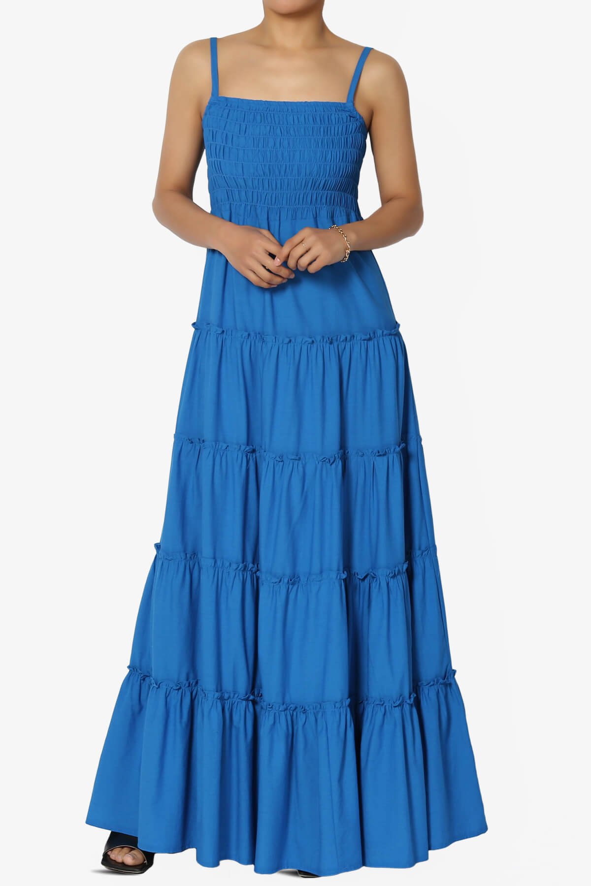 Cassie Smocked Cami Tiered Maxi Dress OCEAN BLUE_1