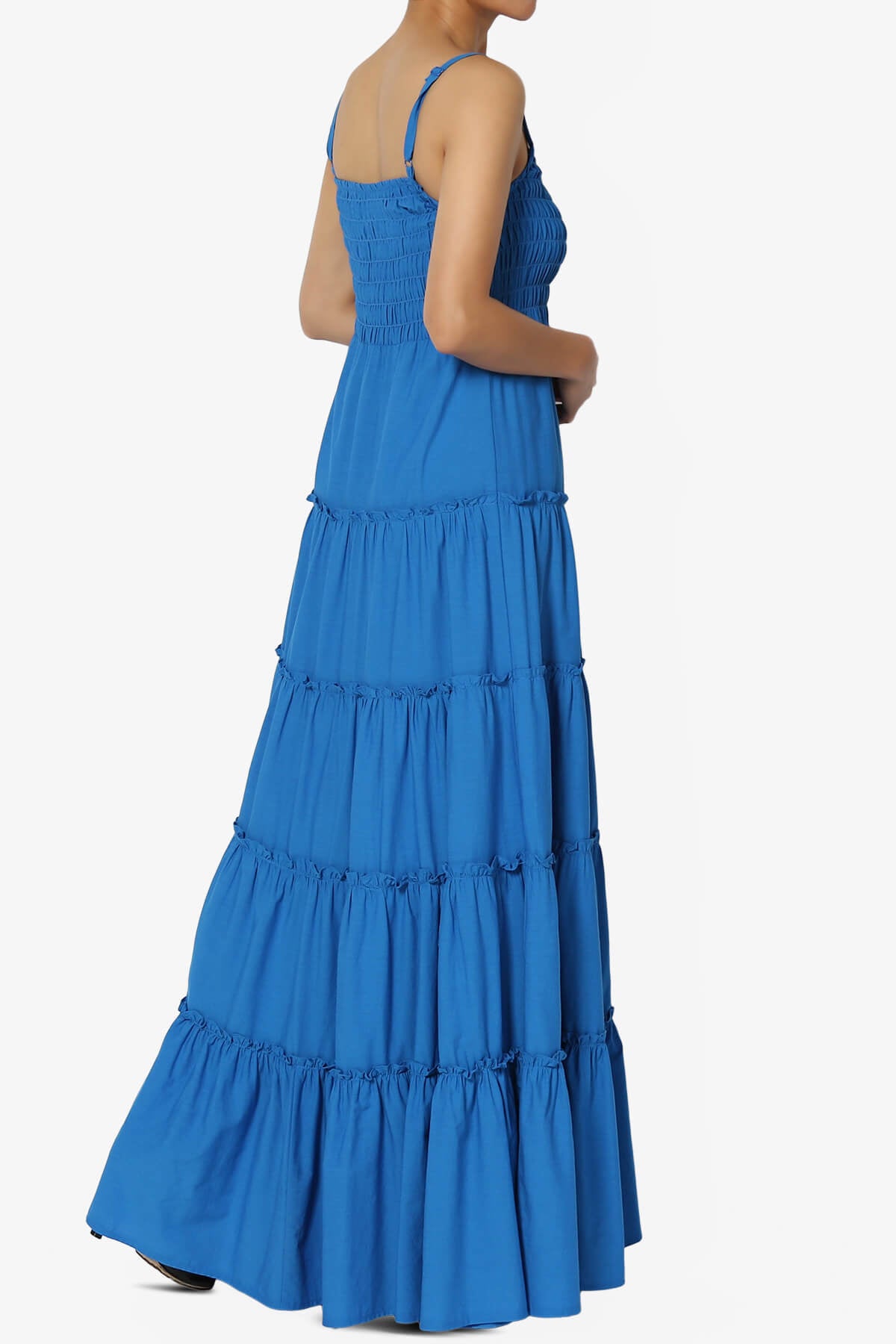 Cassie Smocked Cami Tiered Maxi Dress OCEAN BLUE_4