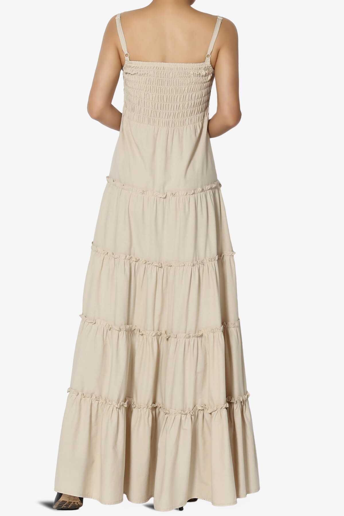 Cassie Smocked Cami Tiered Maxi Dress SAND BEIGE_2