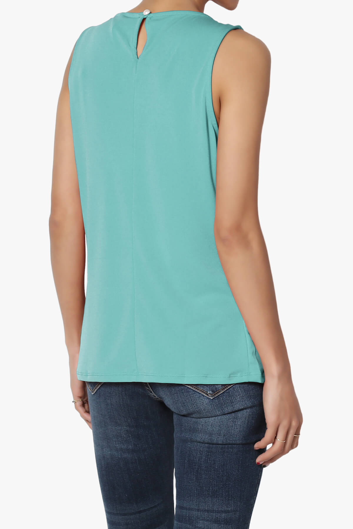 Chaffee Pleat Neck Tank Top DUSTY TEAL_4