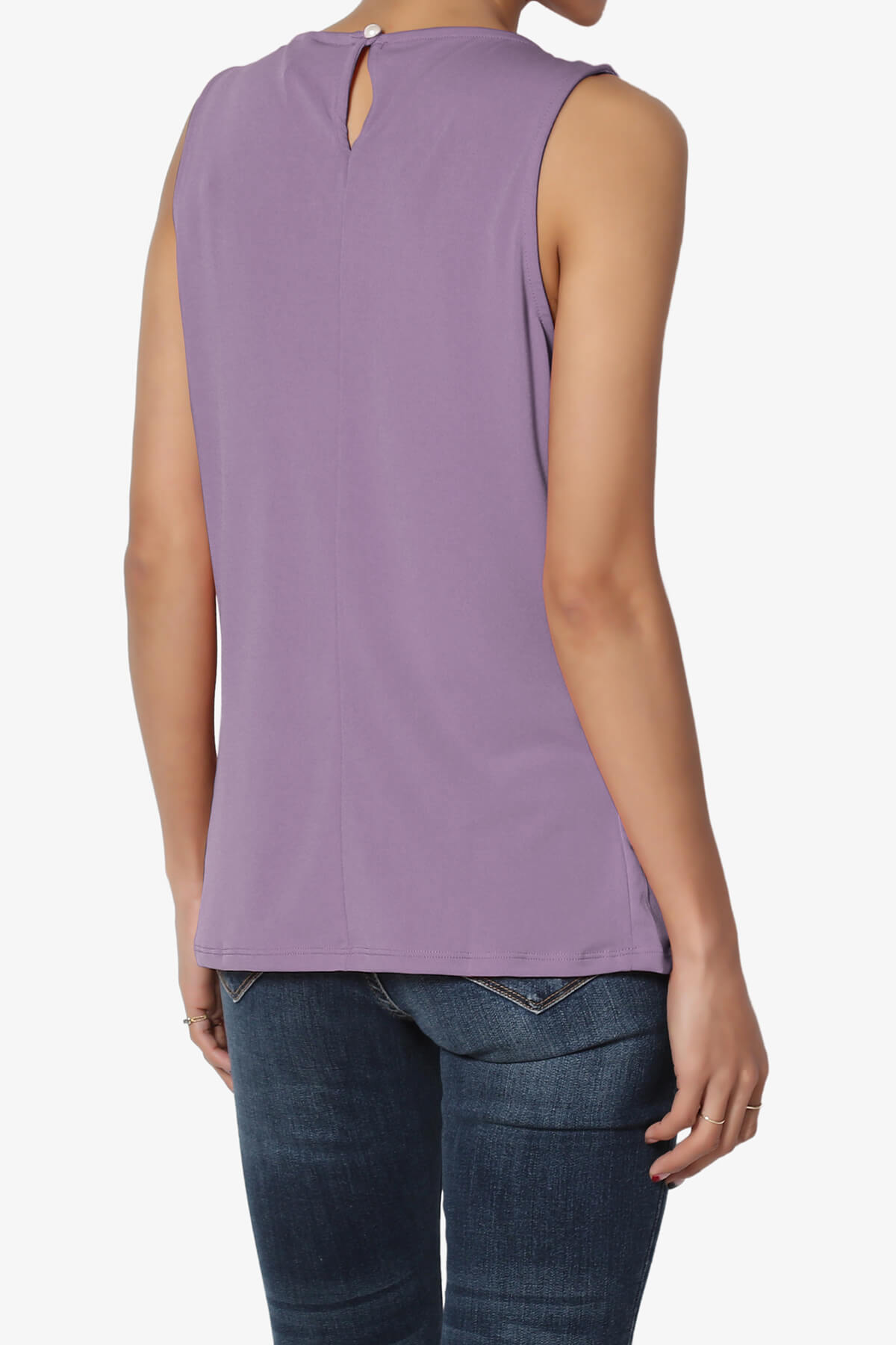 Chaffee Pleat Neck Tank Top LILAC GREY_4