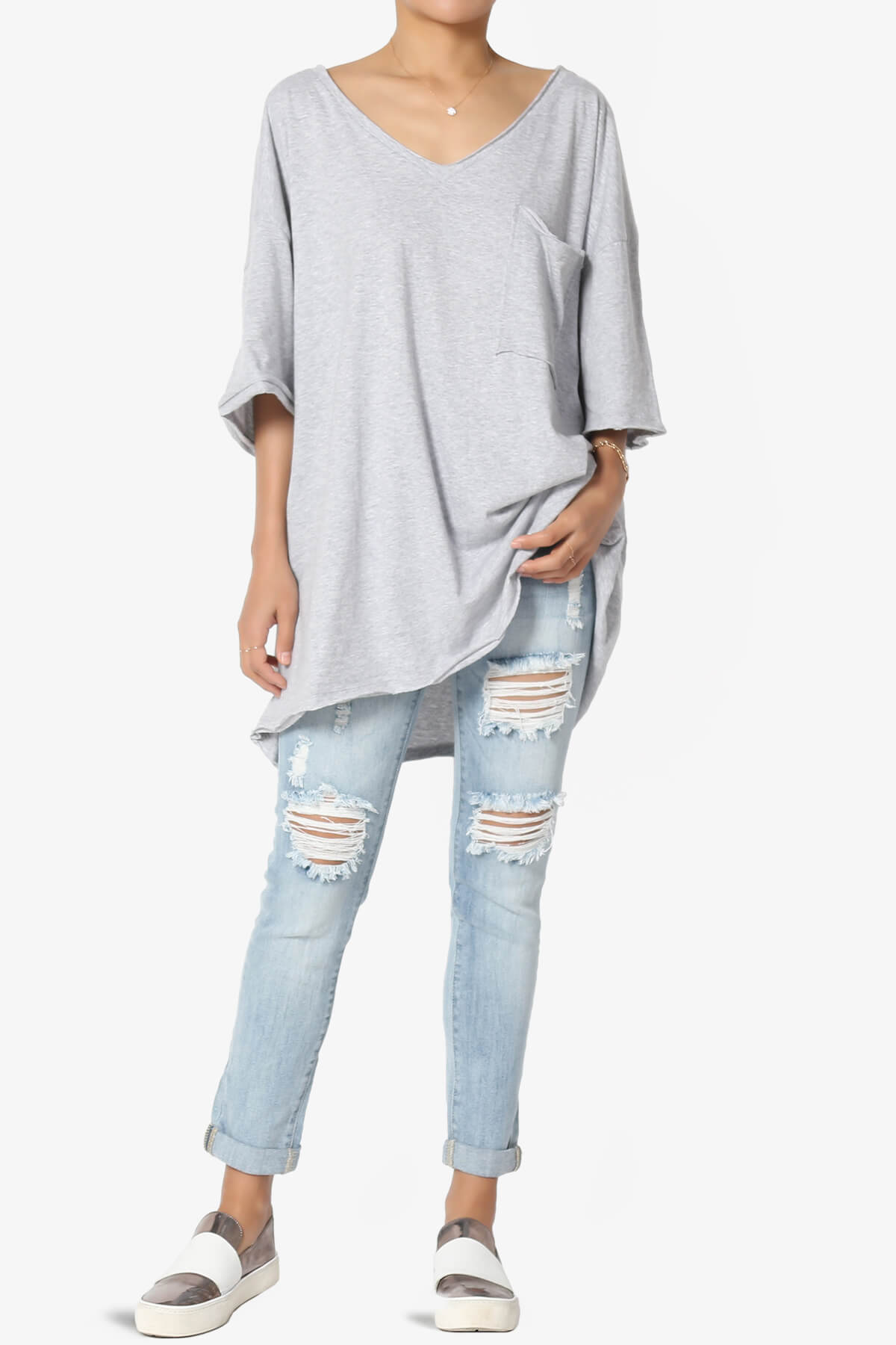 Charlie V Neck Pocket Boyfriend Tee