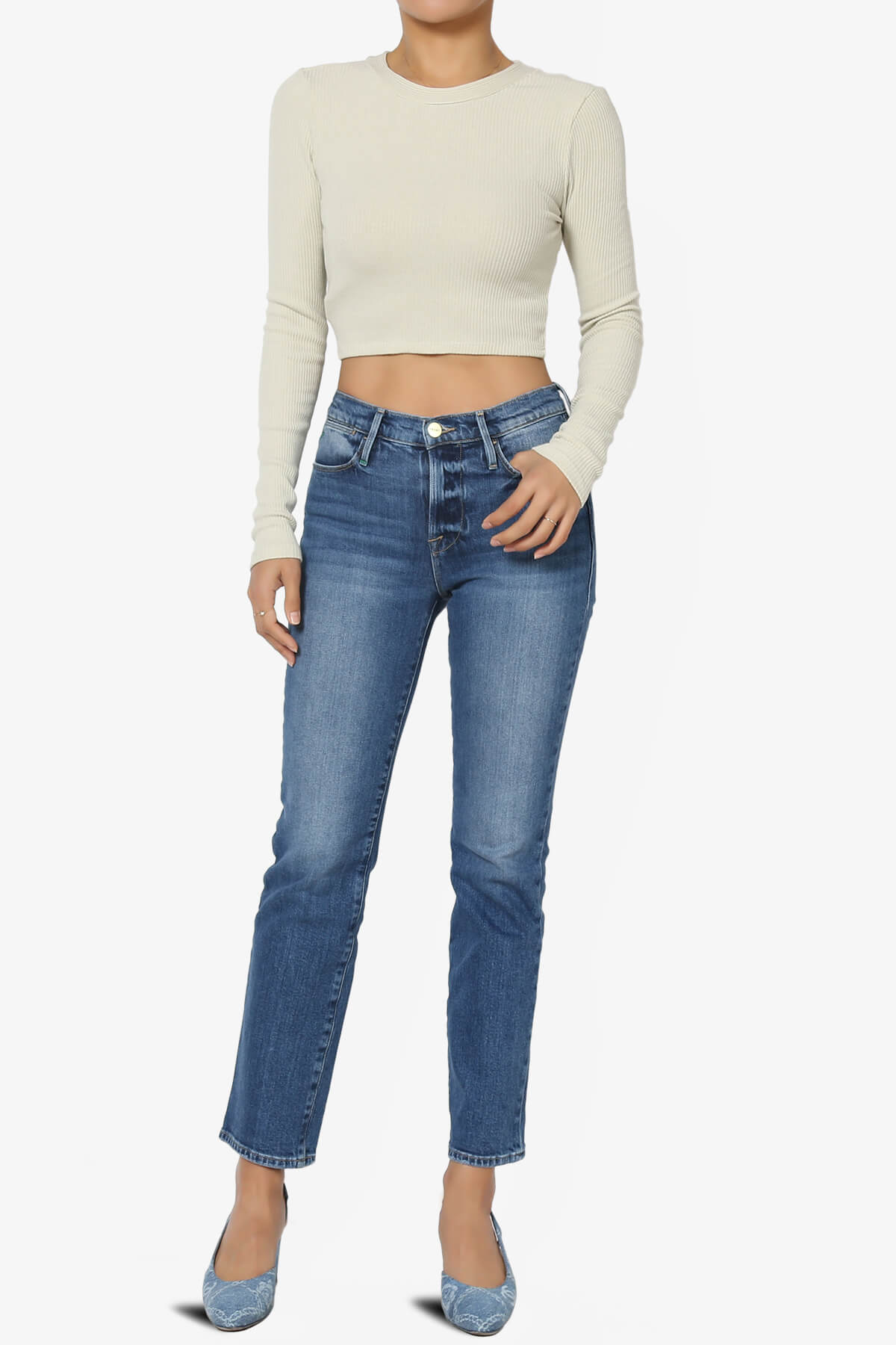 Costello Open Back Tie Long Sleeve Ribbed Top BONE_6