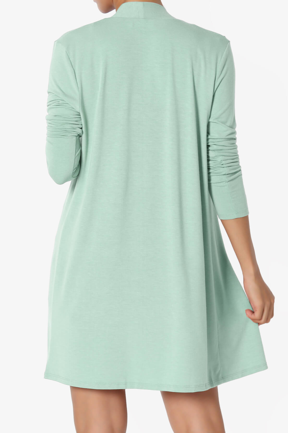 Daday Long Sleeve Pocket Open Front Cardigan DUSTY GREEN_2