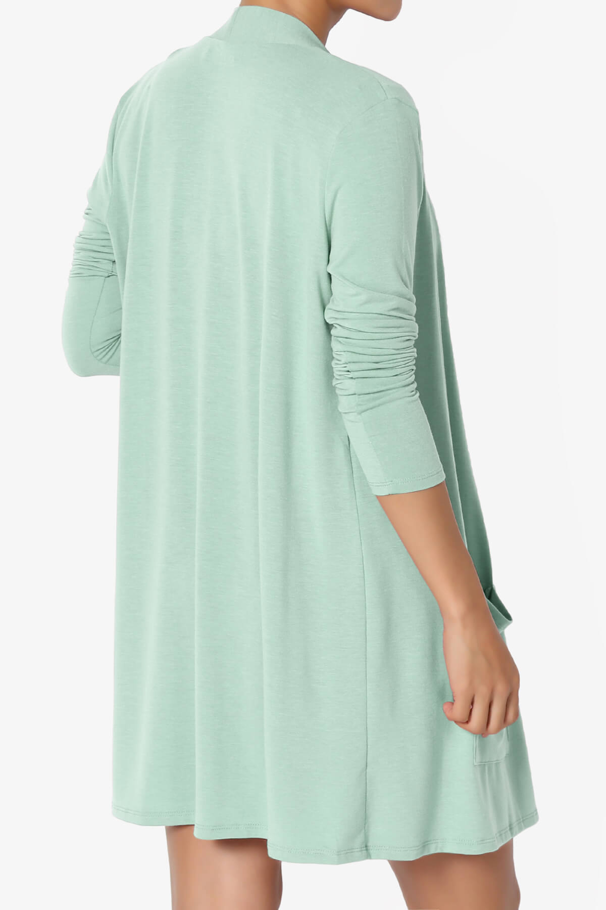 Daday Long Sleeve Pocket Open Front Cardigan DUSTY GREEN_4