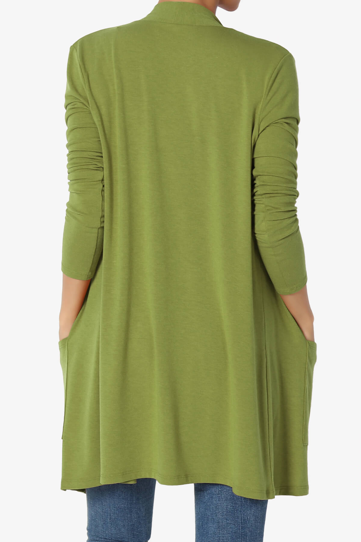 Daday Long Sleeve Pocket Open Front Cardigan KIWI_2