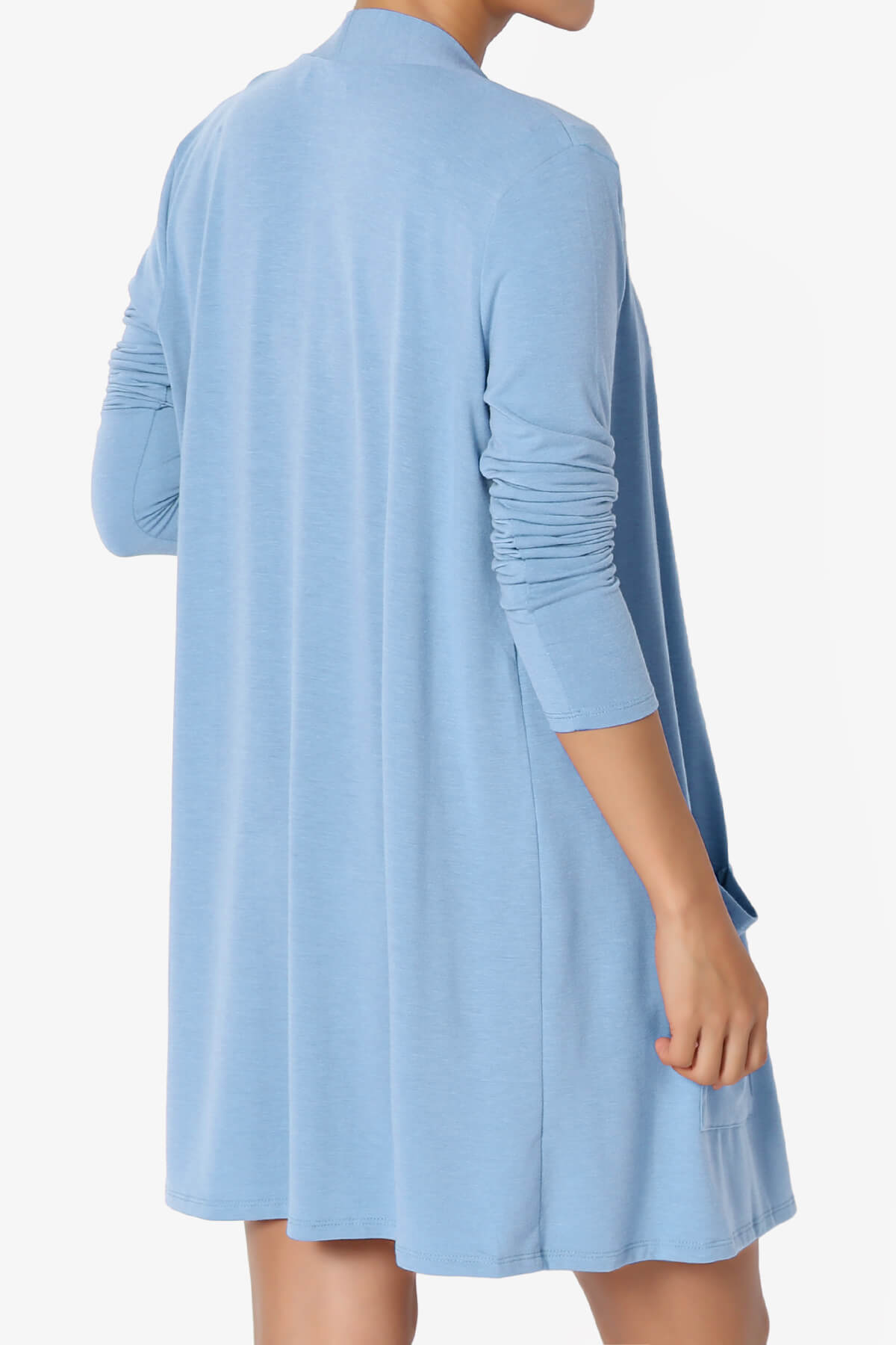 Daday Long Sleeve Pocket Open Front Cardigan LIGHT BLUE_4