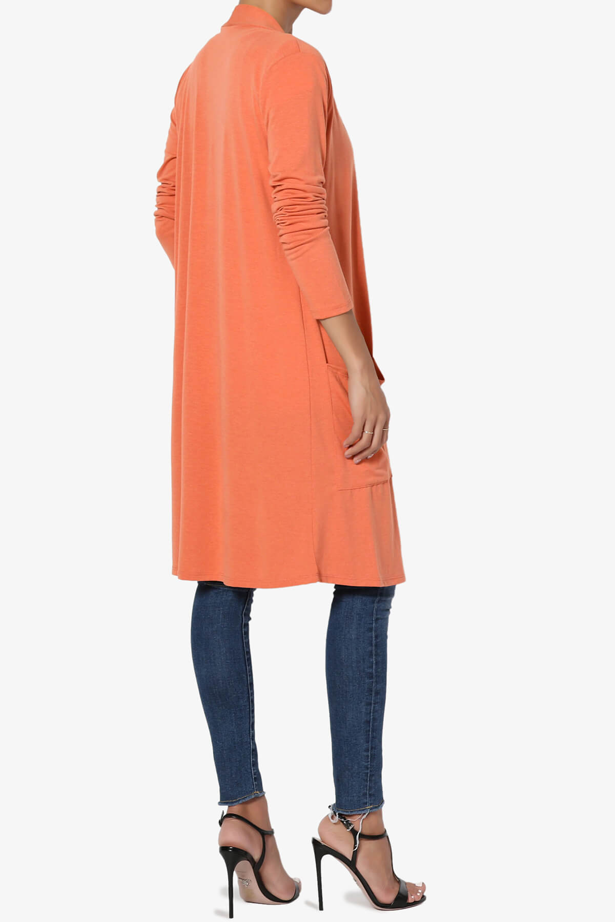 Daday Pocket Jersey Knee Length Cardigan ASH COPPER_4