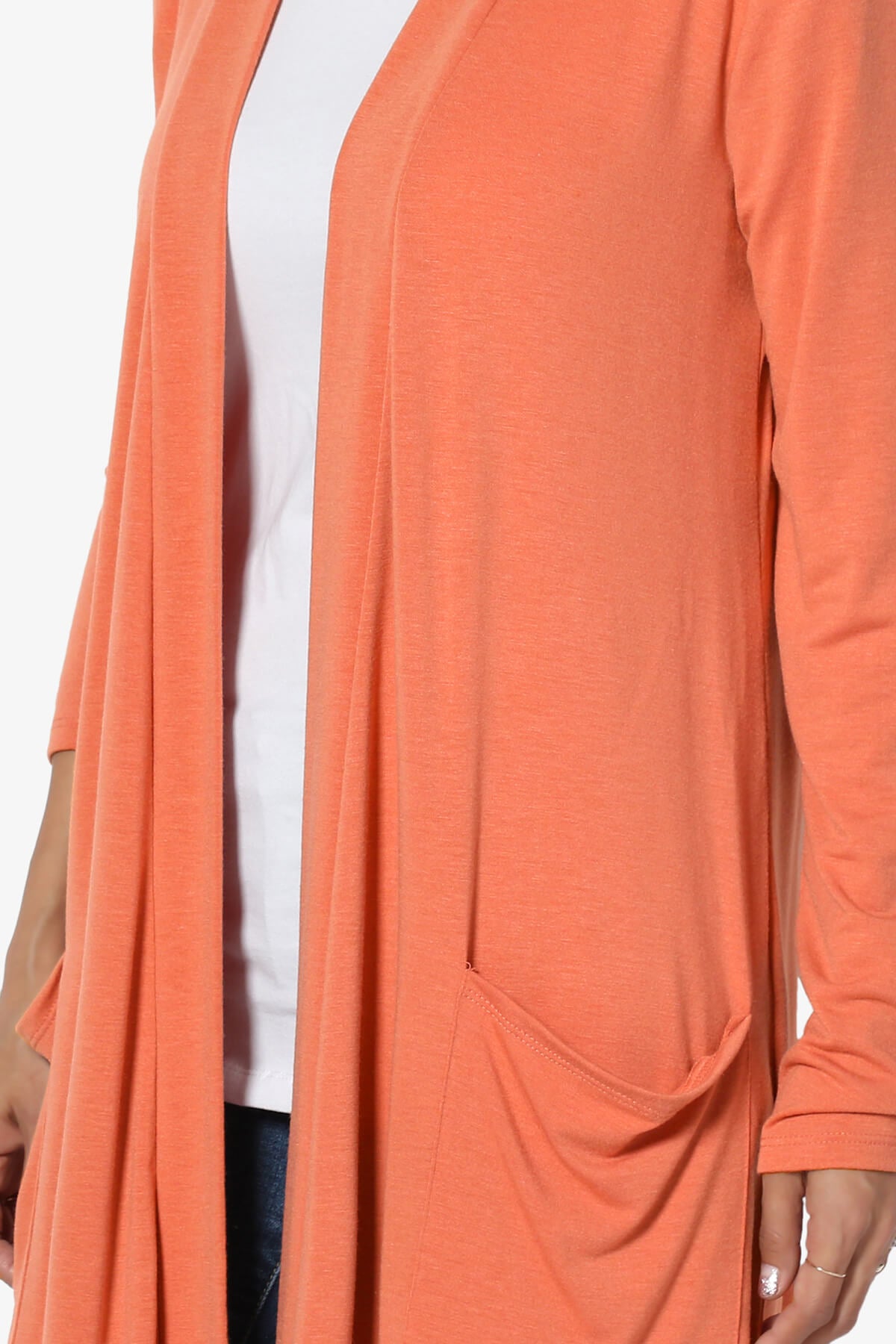 Daday Pocket Jersey Knee Length Cardigan ASH COPPER_5