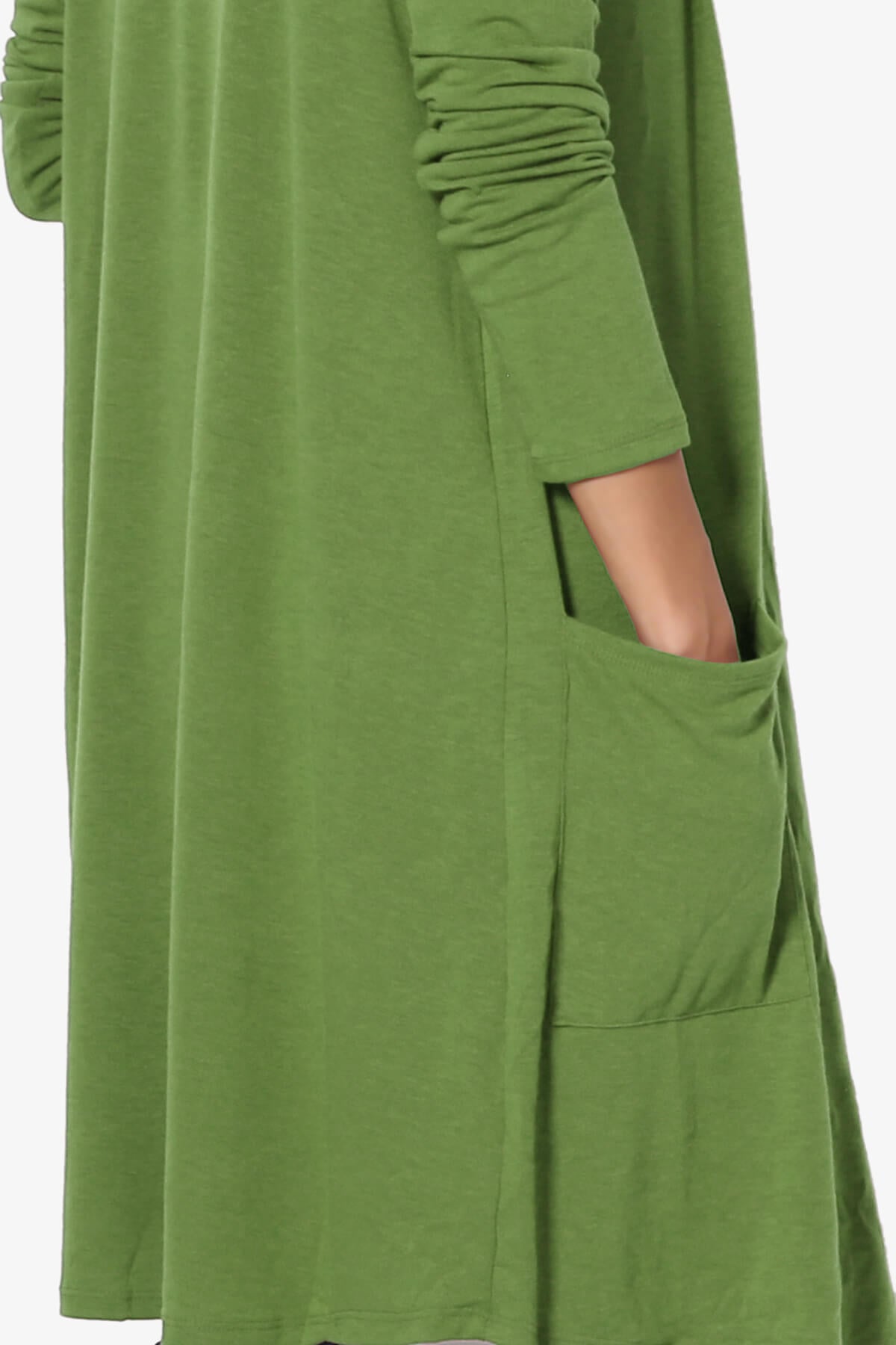 Daday Pocket Jersey Knee Length Cardigan KIWI_5