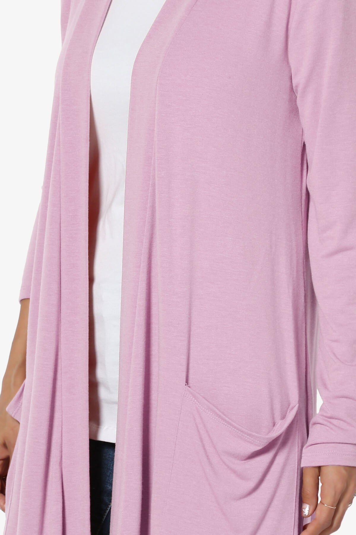 Daday Pocket Jersey Knee Length Cardigan MAUVE_5