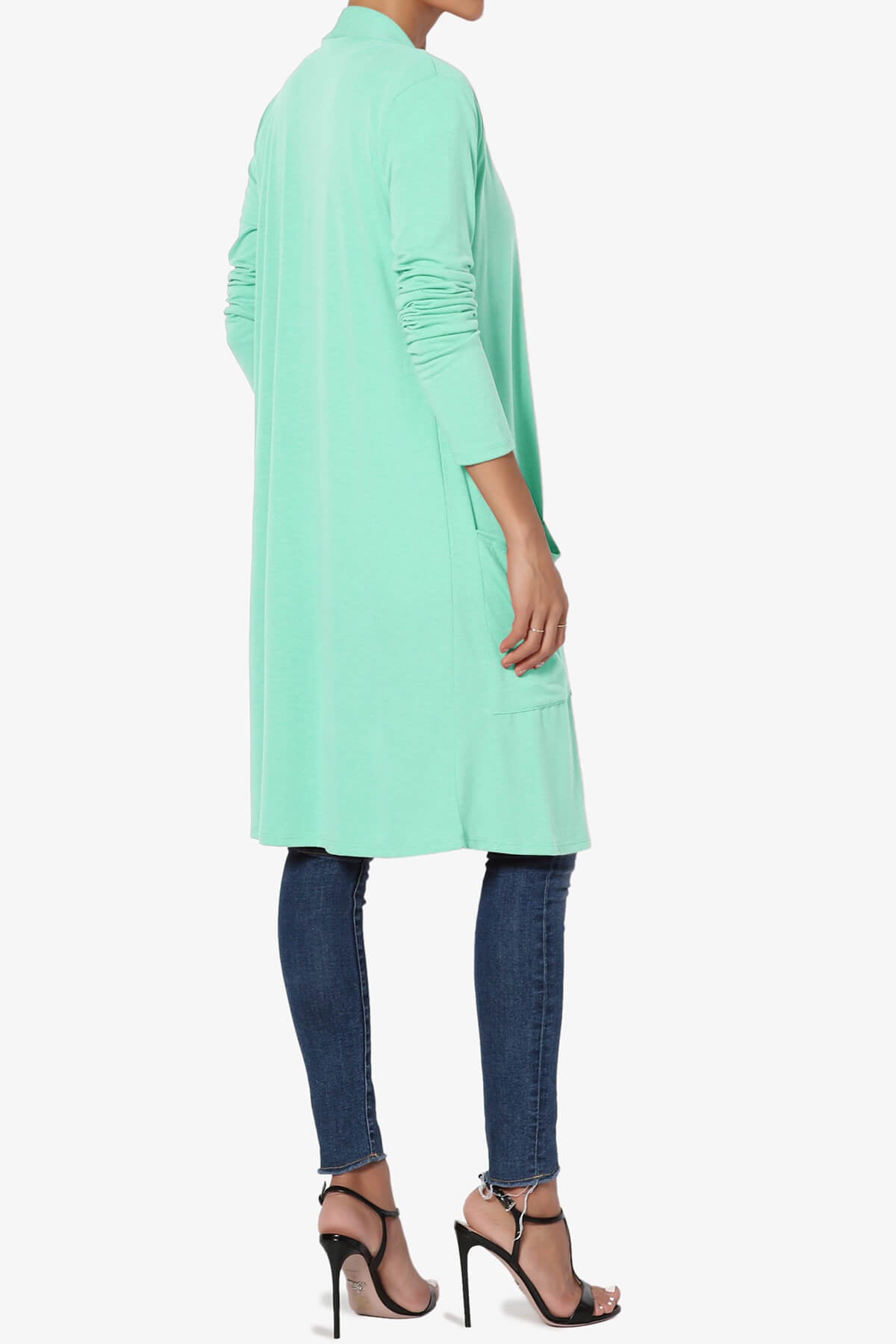 Daday Pocket Jersey Knee Length Cardigan MINT_4